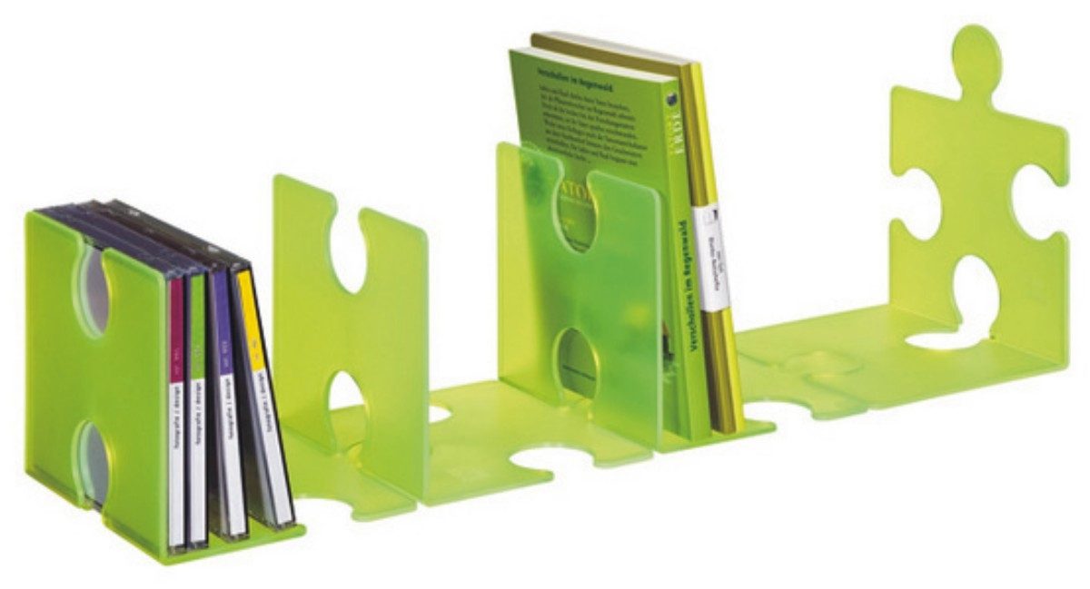 HAN-Bürogeräte Briefablage CD/Buchstütze Puzzle im 2er-Pack transluzent grün
