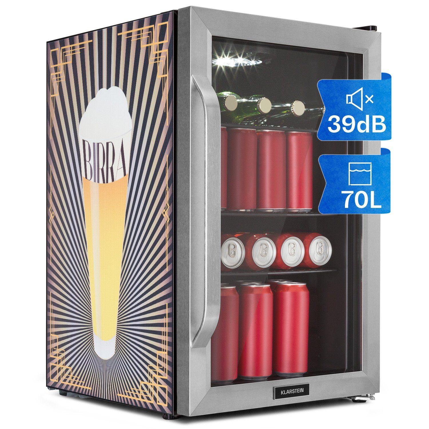 Kühlbox Kühlschrank Gefrierfach 60 Liter Minibar Getränke Kühlschrank klein  LED