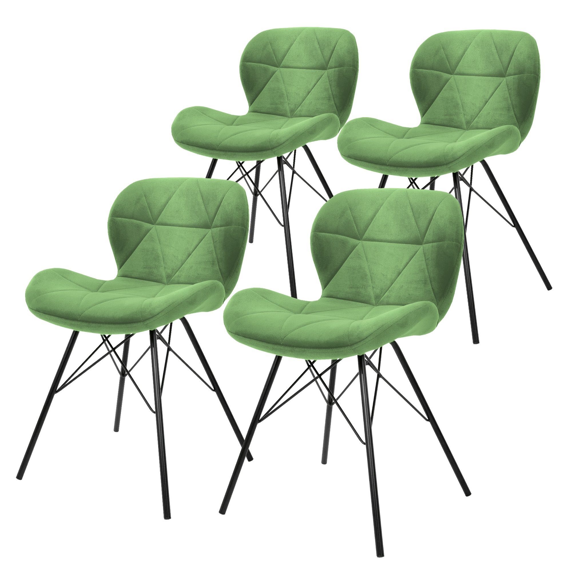ML-DESIGN Stuhl Esszimmerstühle Küchenstuhl Polsterstuhl Wohnzimmerstuhl (4er Set), 4er Set Grün Samtbezug Metallbeine Ergonomisch