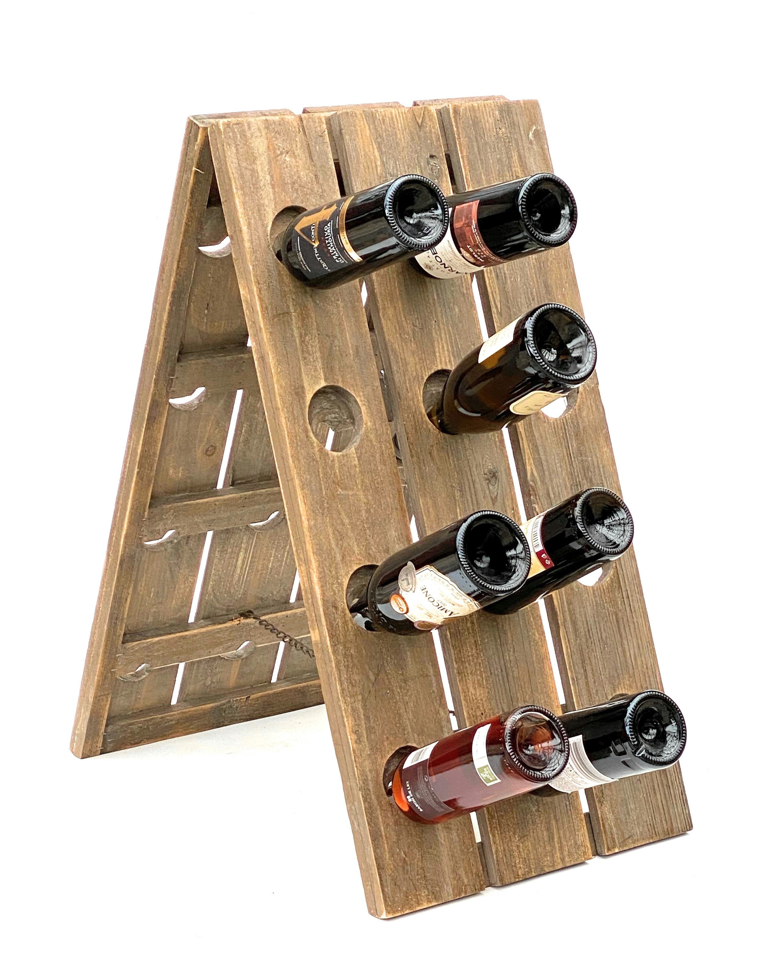 Weinregal Rüttelbrett Flaschenregal für 24 Flaschen aus Holz 96171 Natur Vintage