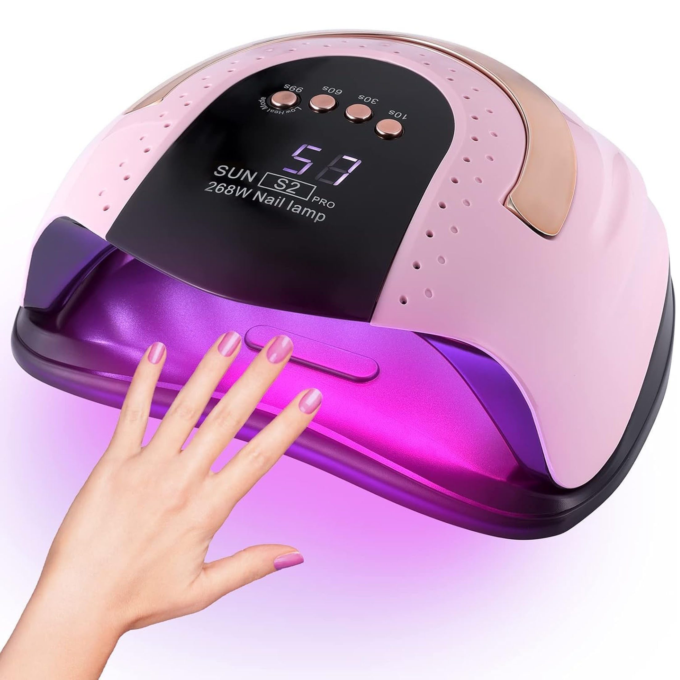 KINSI Lichthärtungsgerät UV LED Nagellampe 268W, 57 LEDs, Sensor, Timer, Gel Lack Maniküre, 10s-30s-60s-99s, Schnelle und gleichmäßige Aushärtung