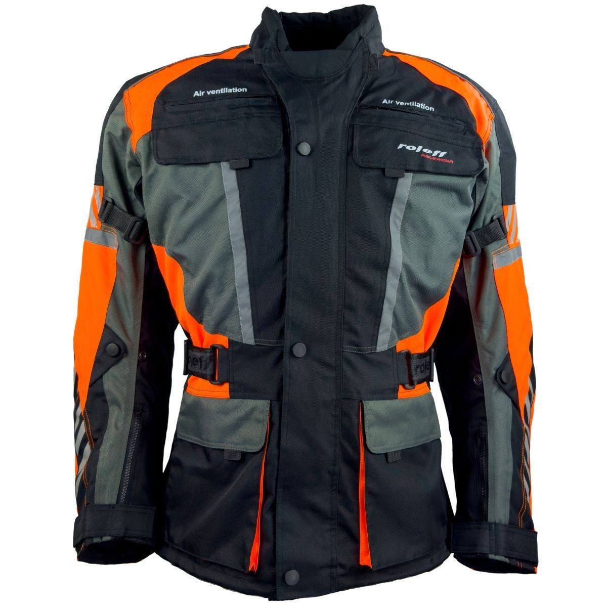 roleff Motorradjacke RO16012 Schwarz/Neon-Orange, wasserdicht, atmungsaktiv günstig online kaufen