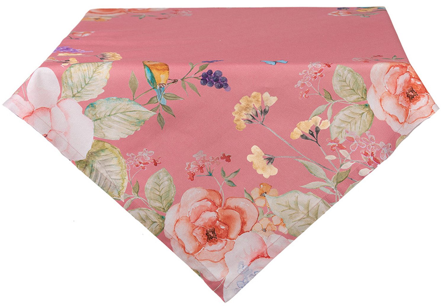 Clayre & Eef Tischdecke Floral Fiesta (1-tlg, 1-teilig), quadratische Tischdecke Mitteldecke ca.100x100cm Baumwolle