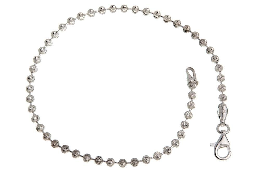Valentinstagsgeschenk Silberkettenstore Silberarmband Kugelkette Armband geschliffen 2,5mm - 925 Silber, Länge wählbar, silberfarben, 17cm, 17cm