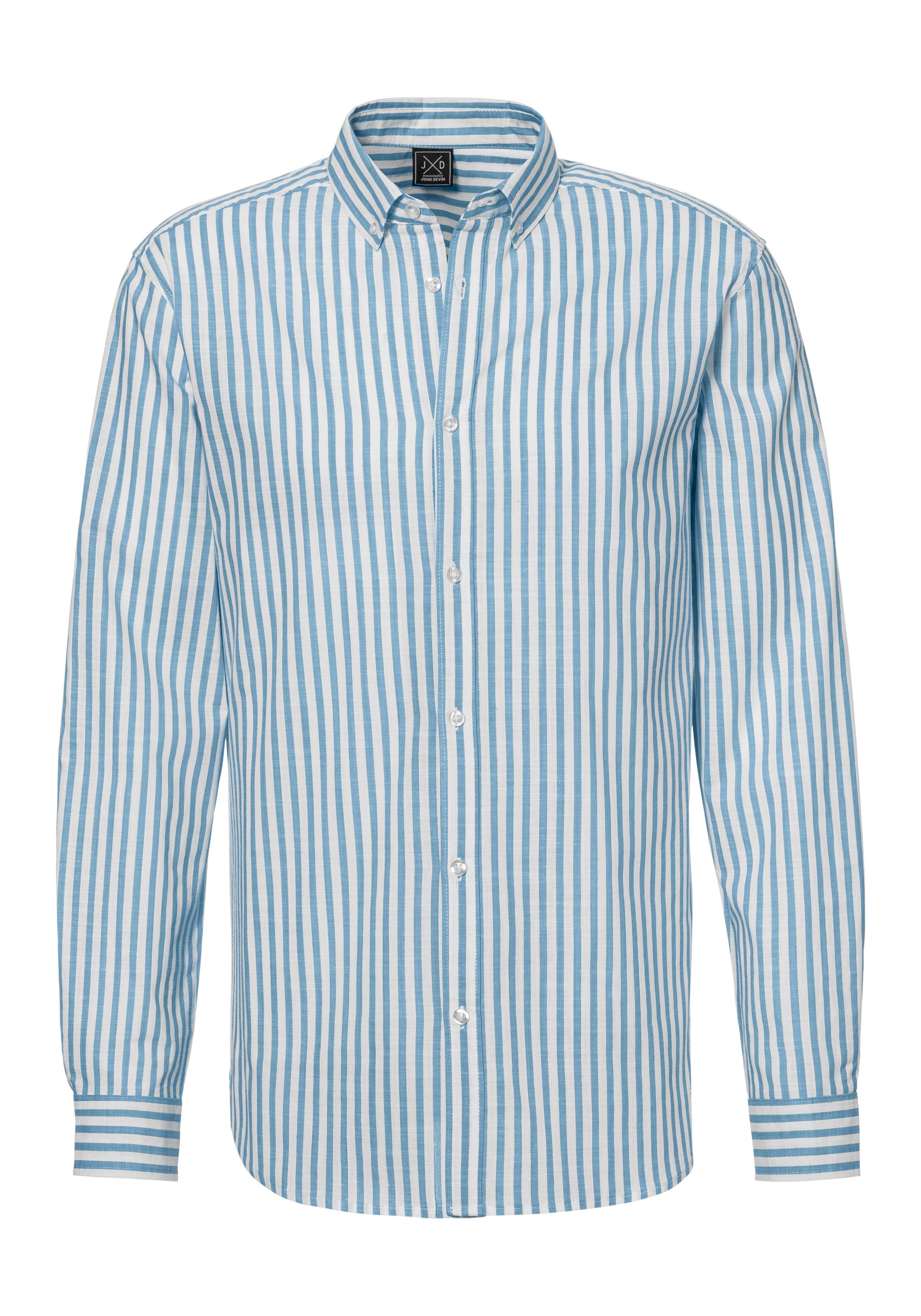 John Devin Langarmhemd Regular Fit Streifenhemd mit Button-down-Kragen, aus reiner Baumwolle. € 39,99