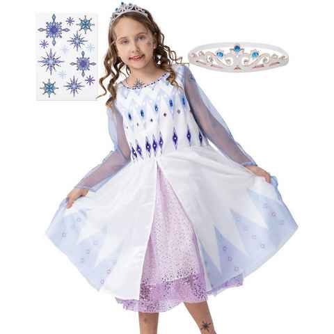 Corimori Prinzessin-Kostüm Prinzessinnen-Kostüm Set für Elsa Fans, Kinder, Kleid