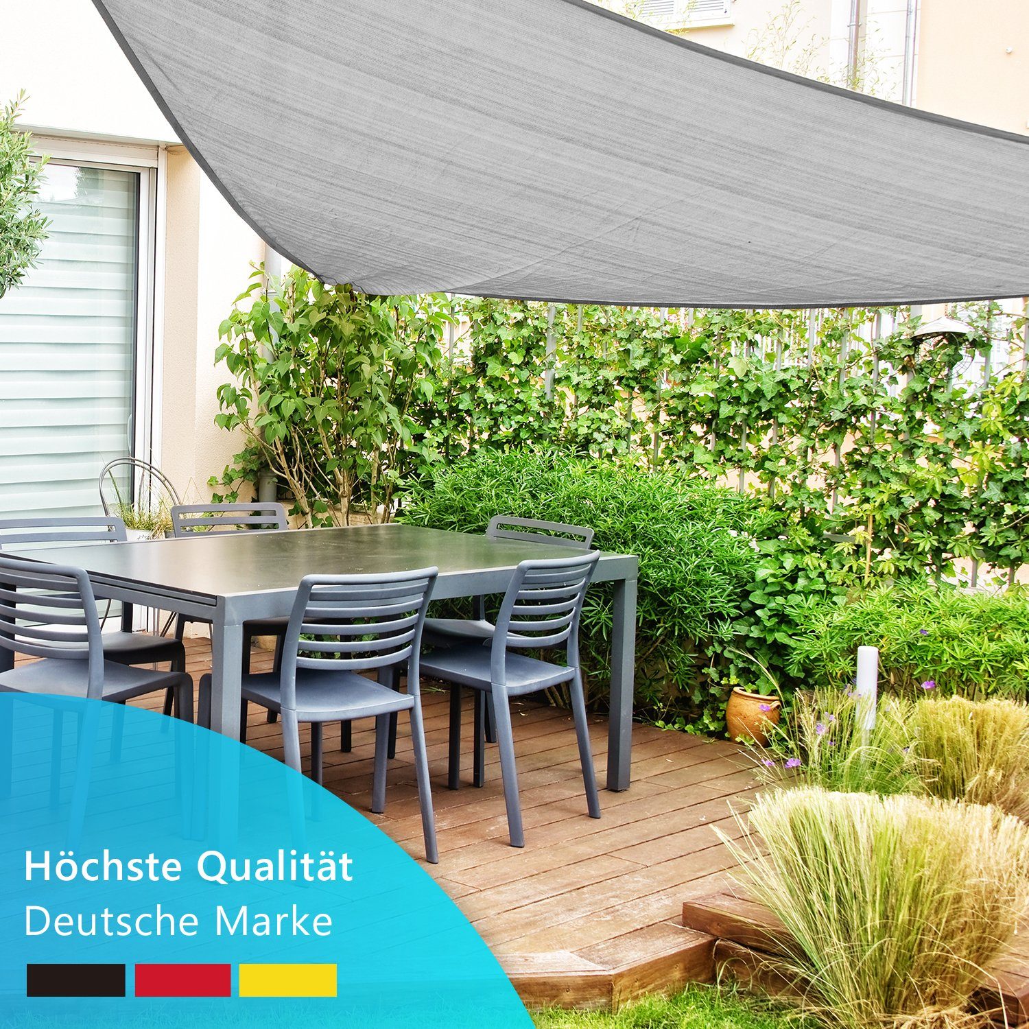 Quadratisch, Terrasse m Premium HDPE Sonnensegel creme Quadrat - Balkon SunComfort für Wohnwagen Garten (1-tlg), hoher Gewebe, Sonnenschutz UV-Schutz Sonnensegel NYVI 2,5x2,5
