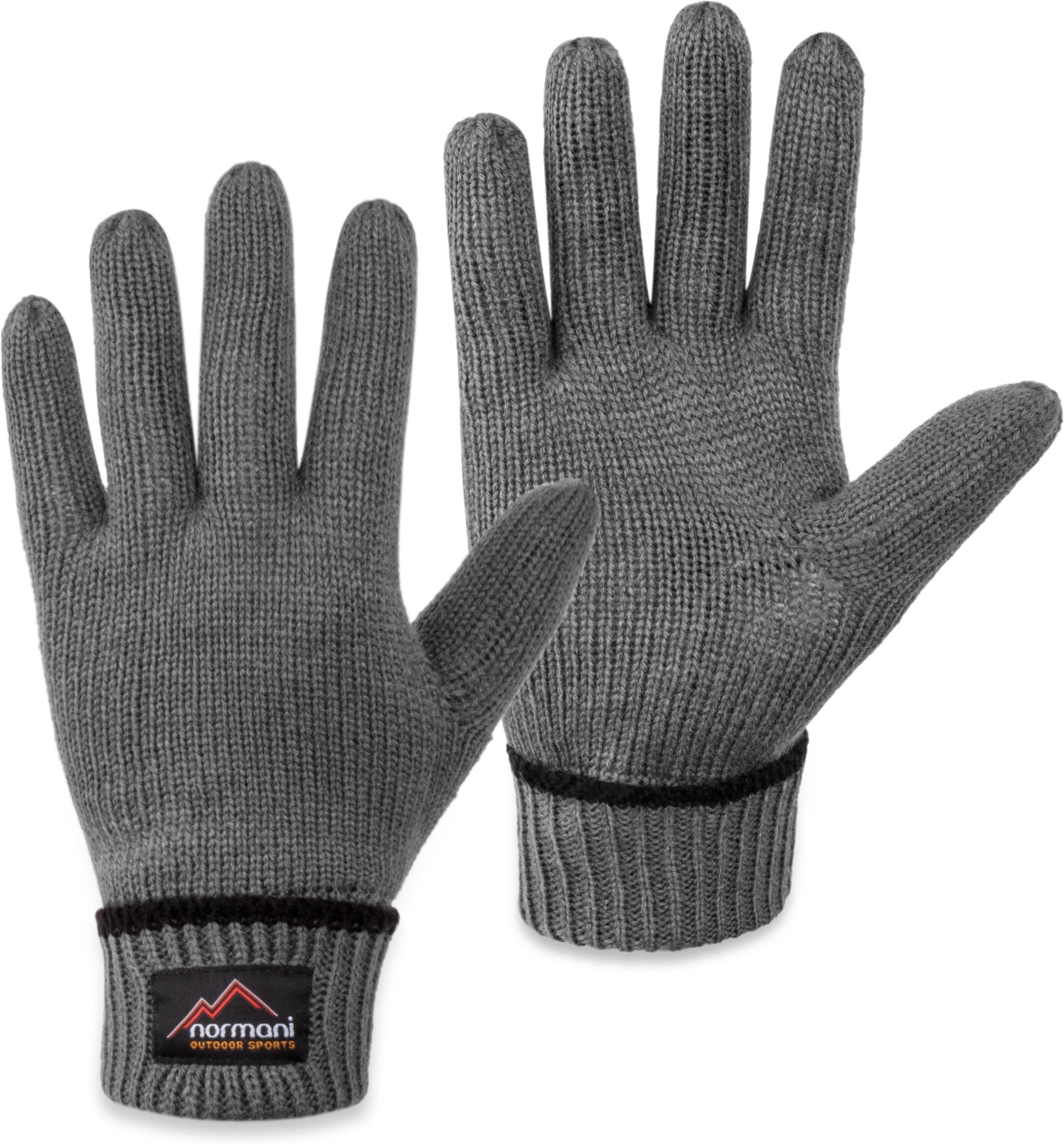 normani Strickhandschuhe Edmonton Wollhandschuhe Winter- und Grau und Innenmaterial mit Herren Thermofutter Damen Thinsulate™ Fleece Fingerhandschuhe für