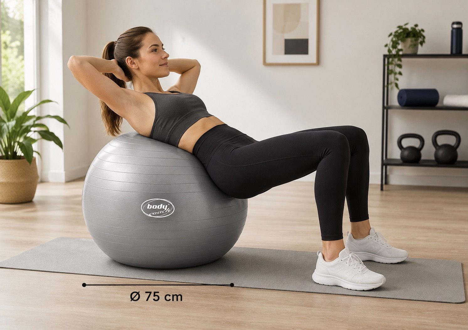body coach Gymnastikball 75 cm Fitnessball Gymnastikball Yoga Pilates Ball (Spar-Set, 1-St., 1er-Pack), 75 cm Durchmesser