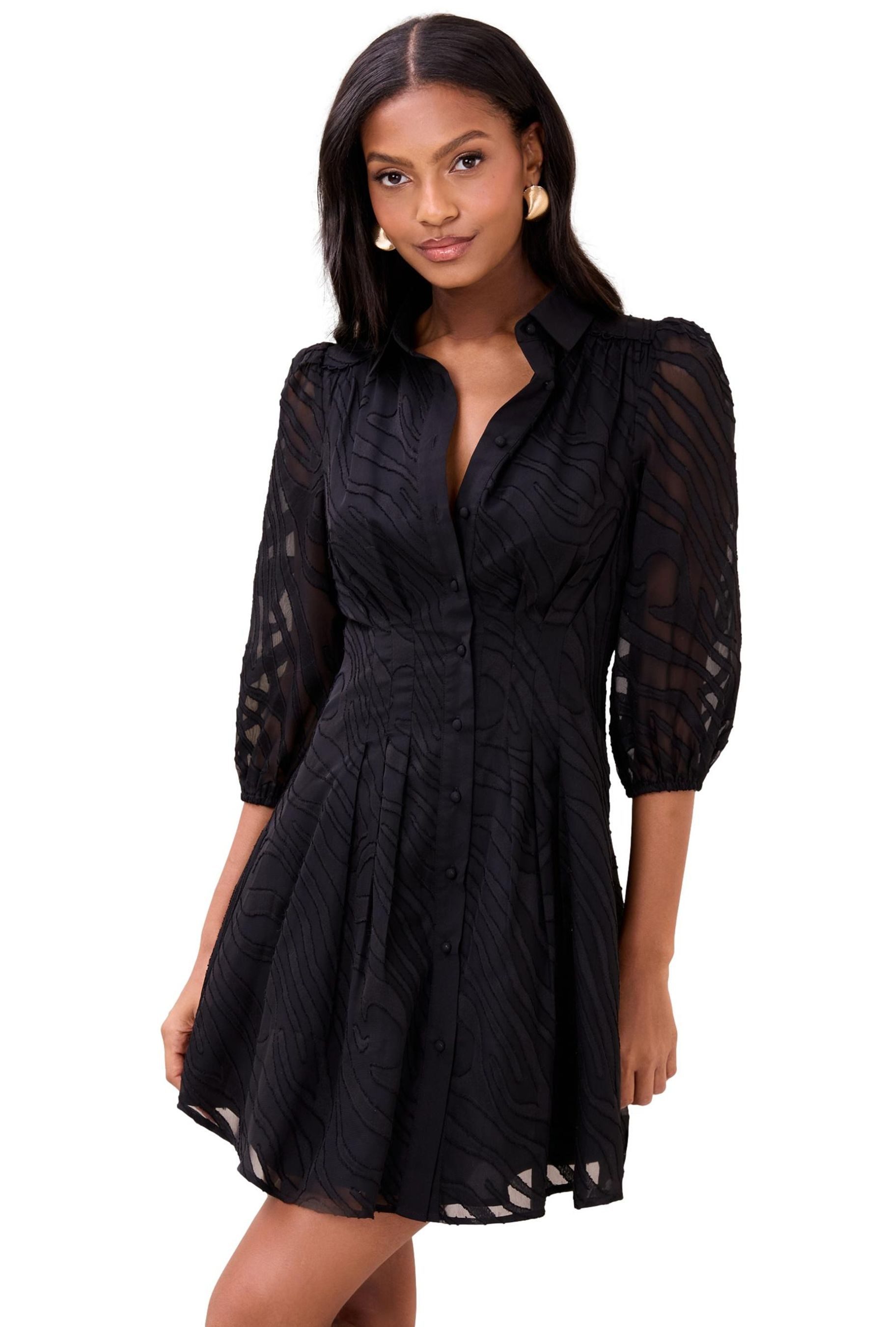 LIPSY Minikleid Lipsy strukturiertes Hemdkleid mit 3/4-Ärmeln (1-tlg)