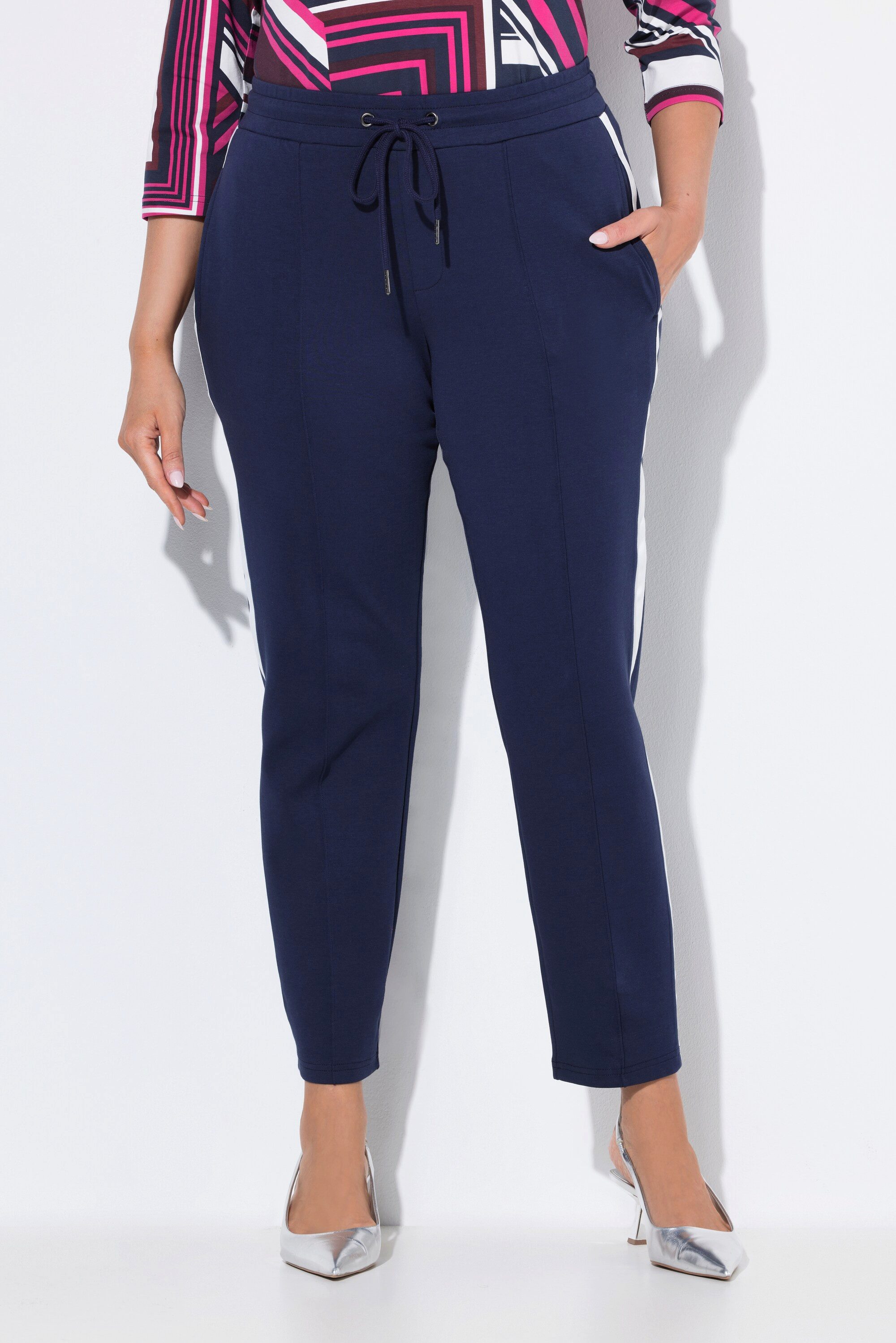 Ulla Popken Schlupfhose Punto-Hose Galonstreifen konisches Bein günstig online kaufen