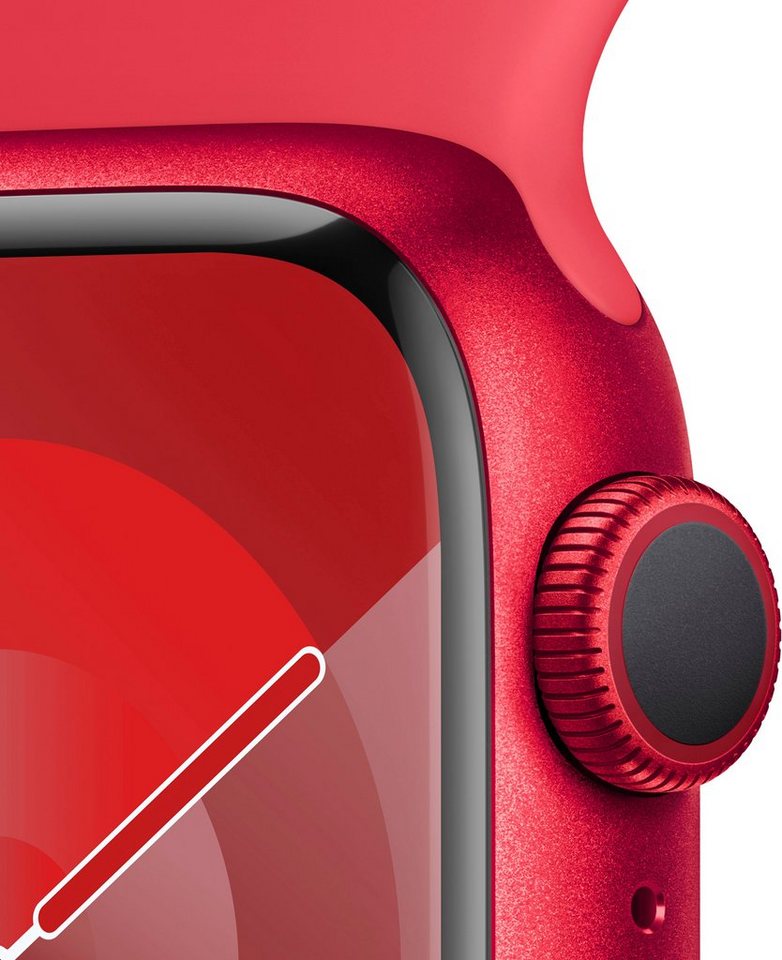 Apple Watch Series 9 GPS Aluminium 41mm S/M Smartwatch (4,1 cm/1,69 Zoll, Watch  OS 10), Sport Band, Bruchgeschützt, nach IP6X staubgeschützt und  schwimmfest mit 50 m Wasserschutz