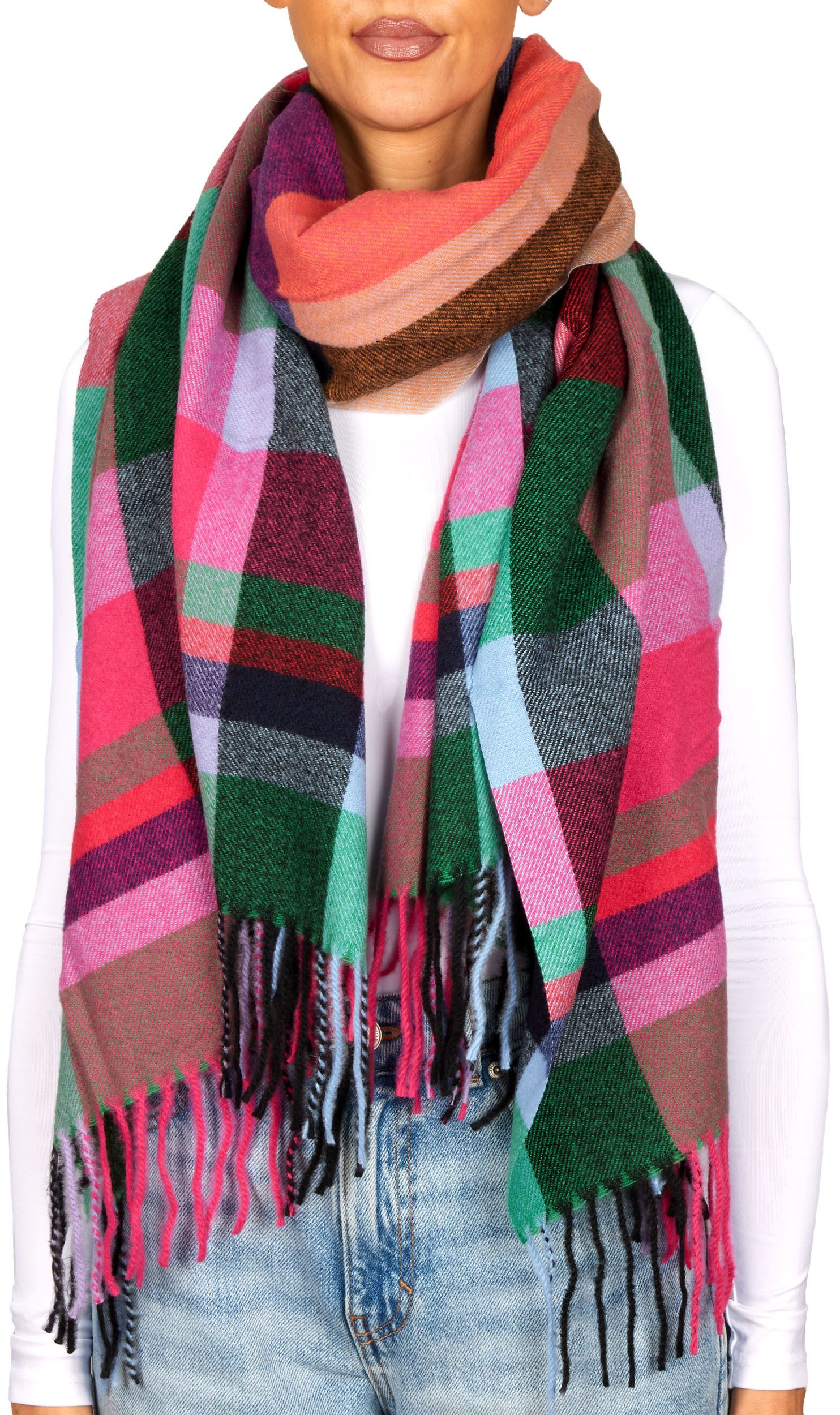 BRUBAKER Schal Cashmirillo Schal Kariert für Damen und Herren - 70 x 200 cm, (Herbstschal Winterschal mit weichem Kaschmir-Gefühl, 1-St), Warm, Kuschelig und Oversized - Damenschal für Herbst und Winter