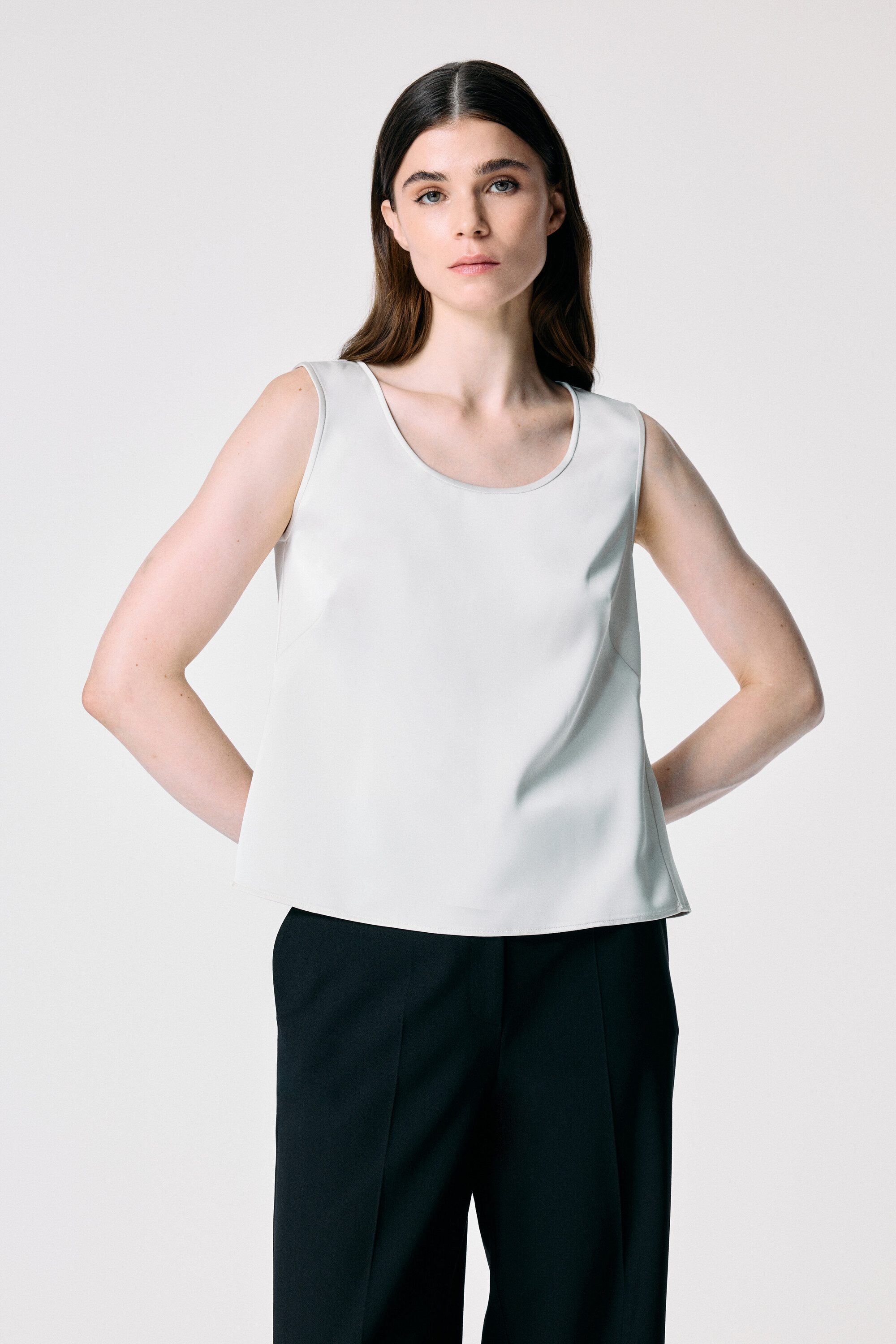 adL Blusentop Ärmellose Bluse mit U-Ausschnitt