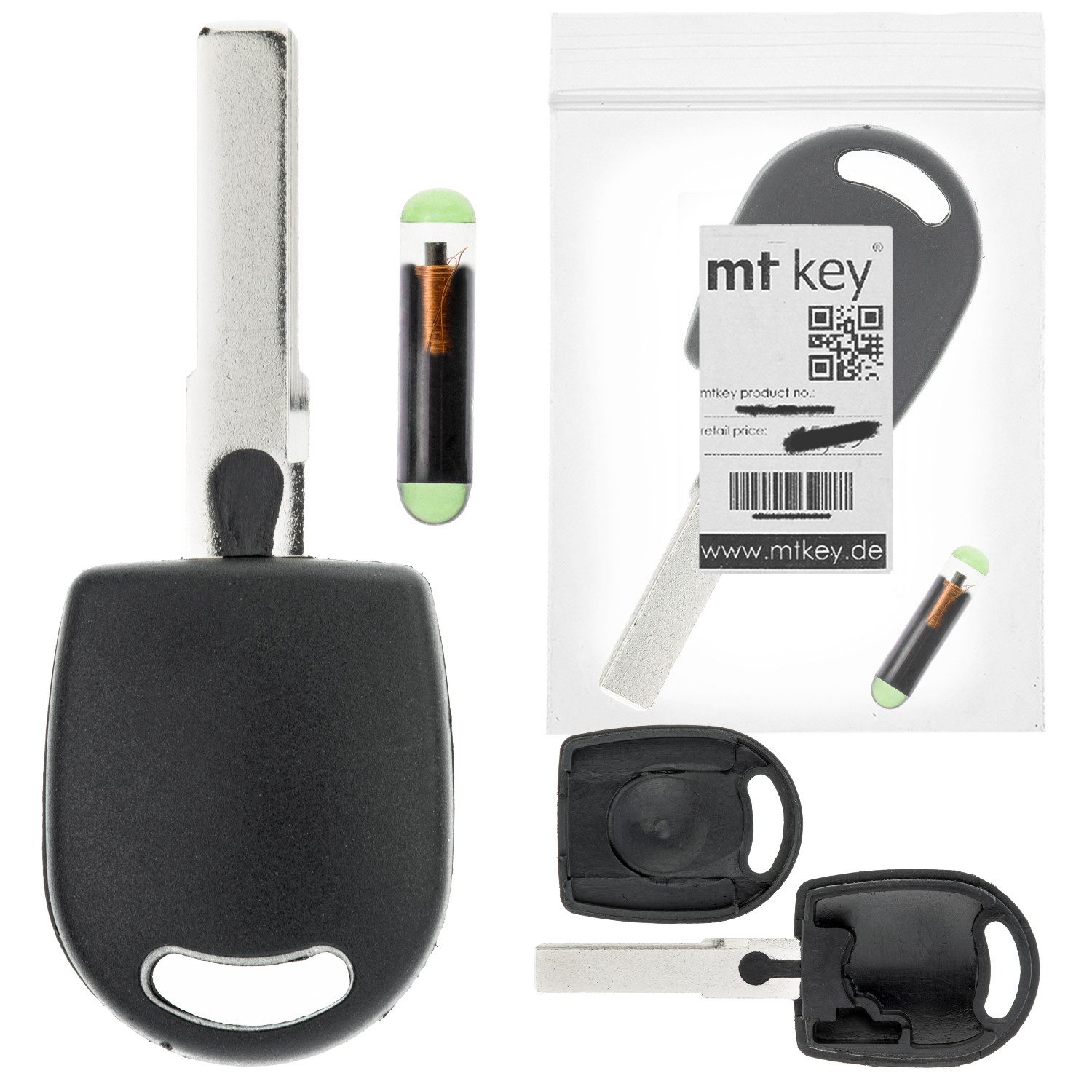 mt-key Schlüsseltasche Auto Zünd Schlüssel Rohling HU66 + ID48 CAN Transponder (Set), für Seat Alhambra (AB 10); Alhambra I Facel 7M9 (05-09); Altea (10...