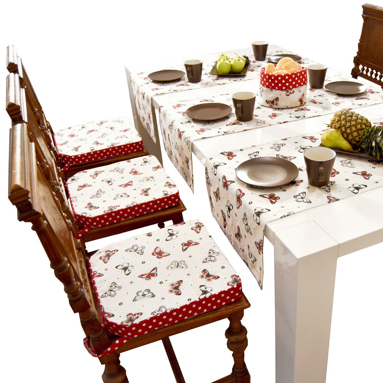 Lashuma Brotkorb Schmetterling, 100% Baumwolle, Brottasche Rund, Krempelkorb 13 x 22 cm