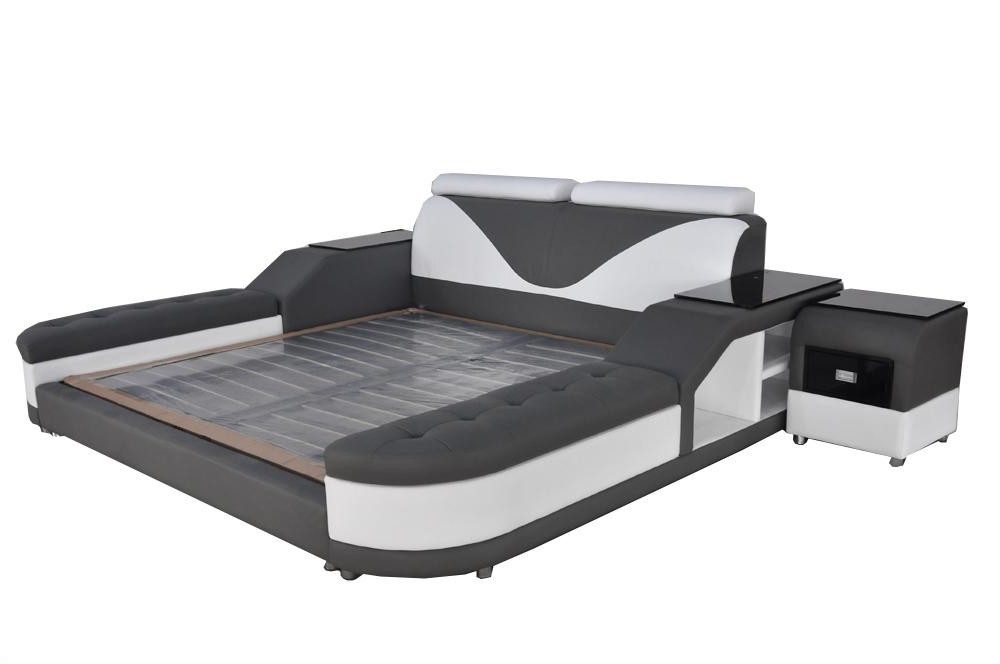 Xlmoebel Polsterbett Polsterbett mit Lederdesign und USB-Anschlüssen (Polsterbett, Bett LB8817), Hergestellt in Europa