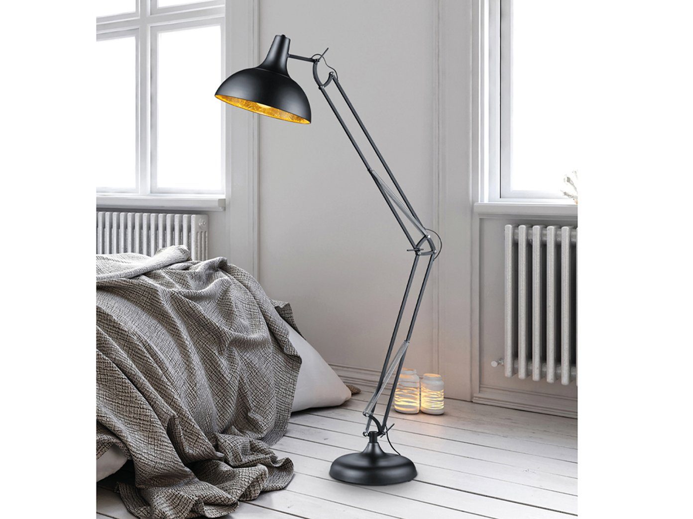 Esstisch Stehlampe, 180cm LED wechselbar, Industrial Gold Leselampe Mehrflammig gebogene meineWunschleuchte Schwarz LED Warmweiß,