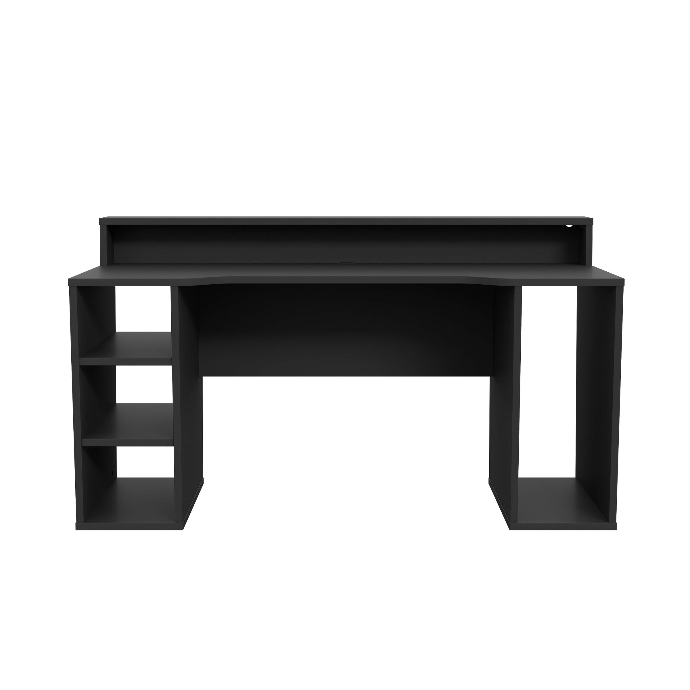 freiraum Gamingtisch TEZAUR, 5 Fächer, 2 Böden, Ablage, schwarz - 160x91,1x72cm (B/H/T)