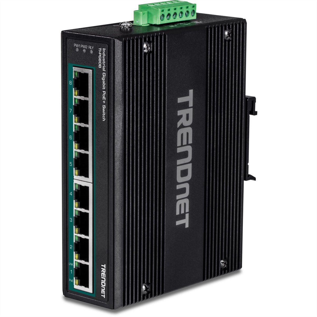 Trendnet TI-PG80B 8-Port PoE+ Switch Industrial Gigabit DIN-Rail (24-56V) Netzwerk-Switch