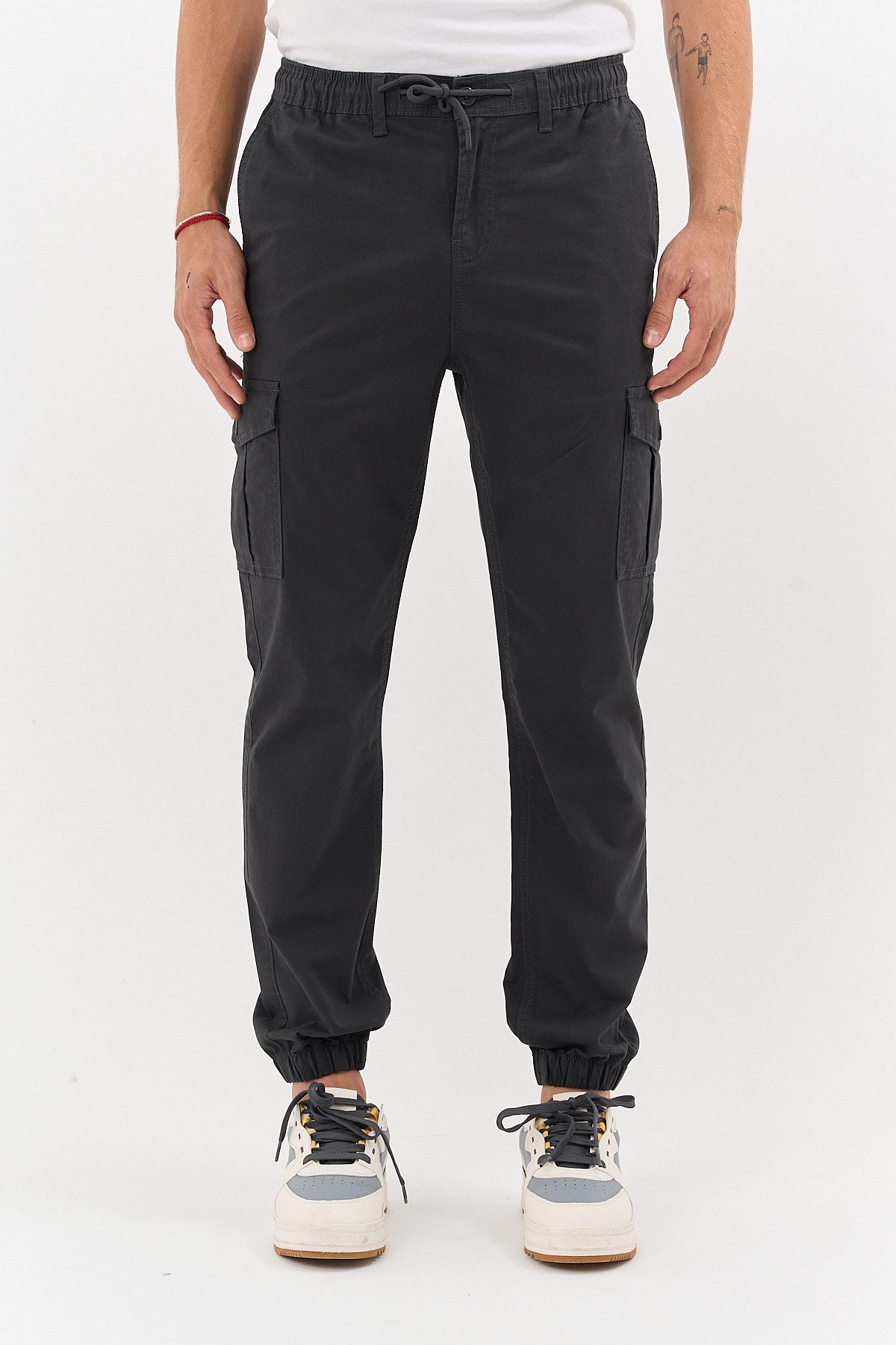 Cargohose Herren Stretch Relaxed Fit mit 6 Taschen und Kordelzug