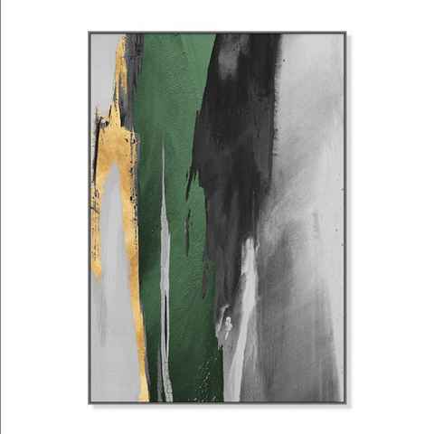 TPFLiving Kunstdruck (OHNE RAHMEN) Poster - Leinwand - Wandbild, Nordic Art - Abstraktes Motiv - Bilder Wohnzimmer (2 Motive in 8 verschiedenen Größen zur Auswahl), Farben: Grün, Grau, Gold und Schwarz Größe: 21x30cm
