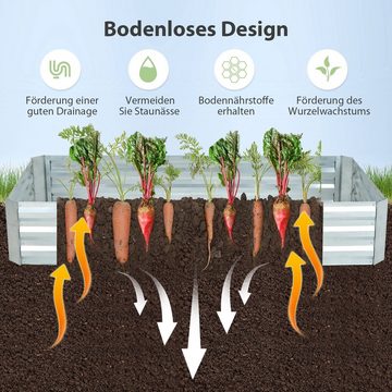 COSTWAY Hochbeet Frühbeet, 2in1, mit Gewächshaus, PVC-Folie, 2 Fenstern