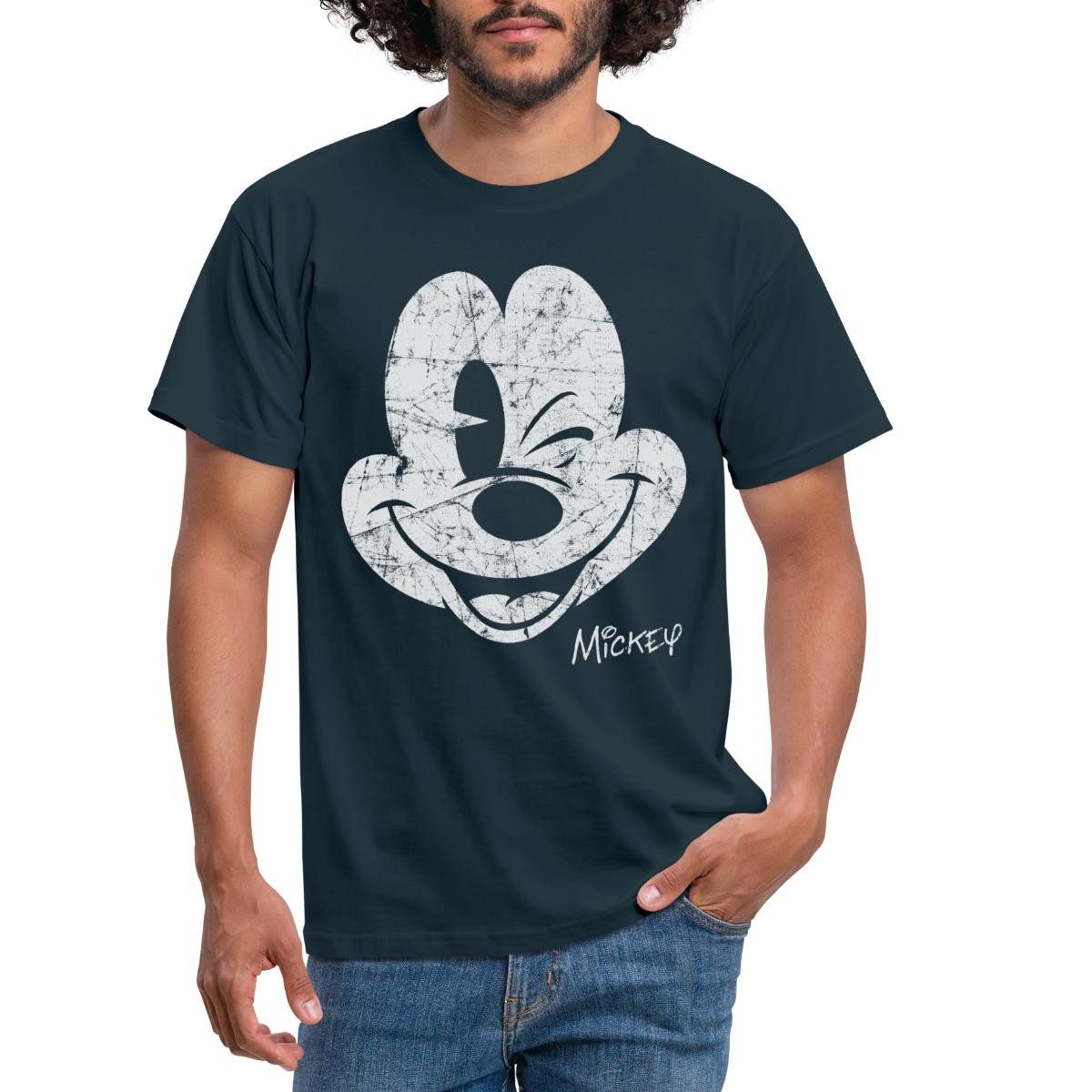 Spreadshirt T-Shirt Mickey & Minnie Retro Mickey Mouse Zwinkernd Männer T-Shirt (1-tlg)