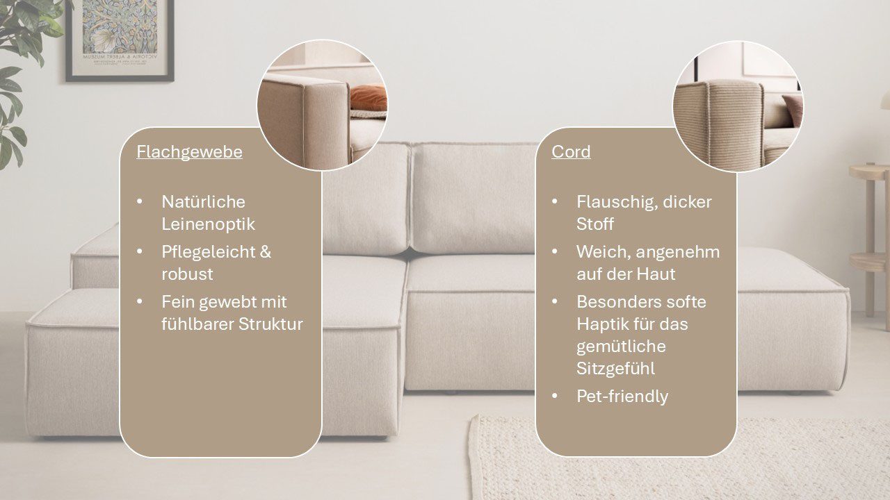 OTTO home Ecksofa SHERWOOD Leinenoptik Schlafsofa in L-Form offen (275cm), Schlaffunktion und Bettkasten, Kedernaht, hoher Sitz- & Liegekomfort – Bild 2 von 5