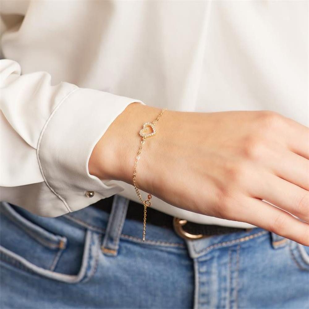 Unique Goldarmband Herz Armband aus 585 Gold Zirkonia, filigran GB0013 günstig online kaufen