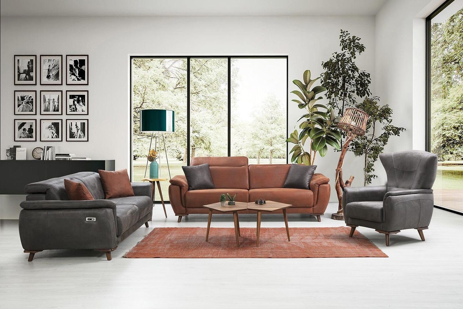JVmoebel Wohnzimmer-Set Set Wohnzimmer Dreisitzer Sofa Couch Modern Sessel Luxus, (3-St., Nur 2x Sofa 3 Sitzer + Sessel), Made in Europa