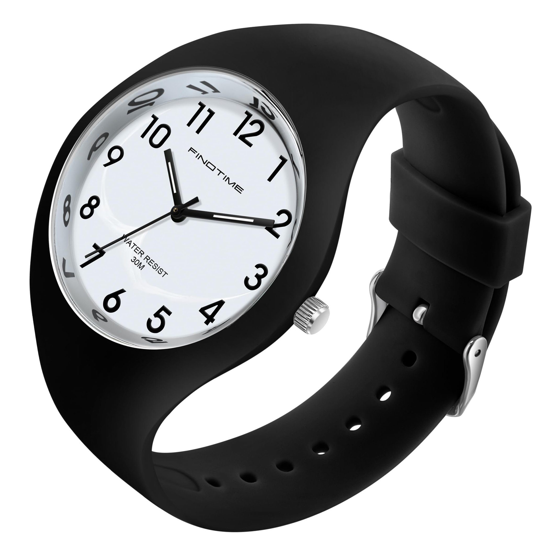 GelldG Uhr Armbanduhr Uhren analog Quarz Schwarz Silikonarmband mit Sportuhr Weiß, wasserdicht