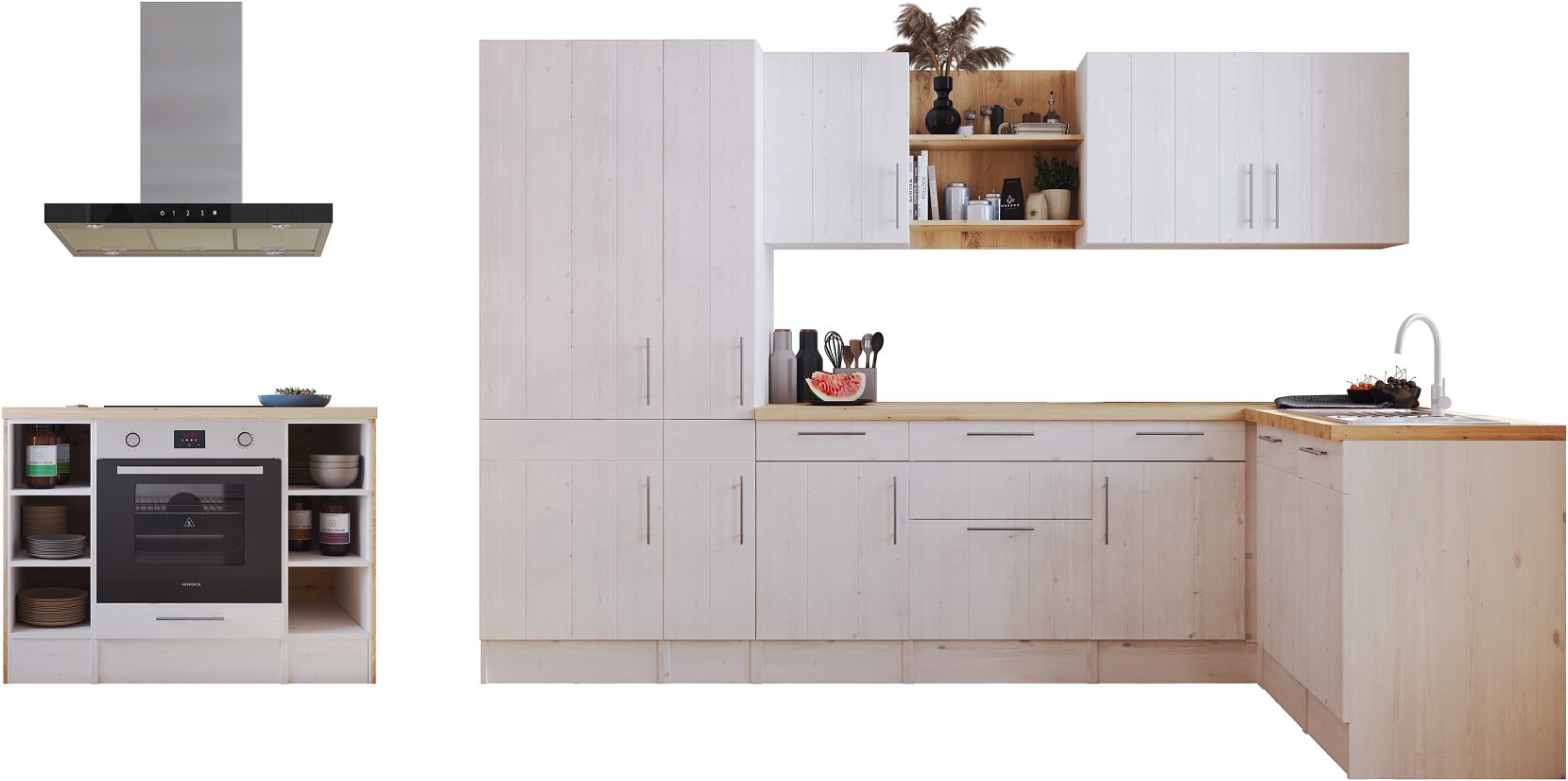 RESPEKTA Küchenzeile Anton, Breite 310 cm, 91 cm Arbeitshöhe, in exklusiver Konfiguration für OTTO