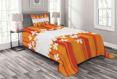 Tagesdecke Set mit Подушкиbezügen Waschbar, Abakuhaus, Orange Herbstliche Farben Stripes