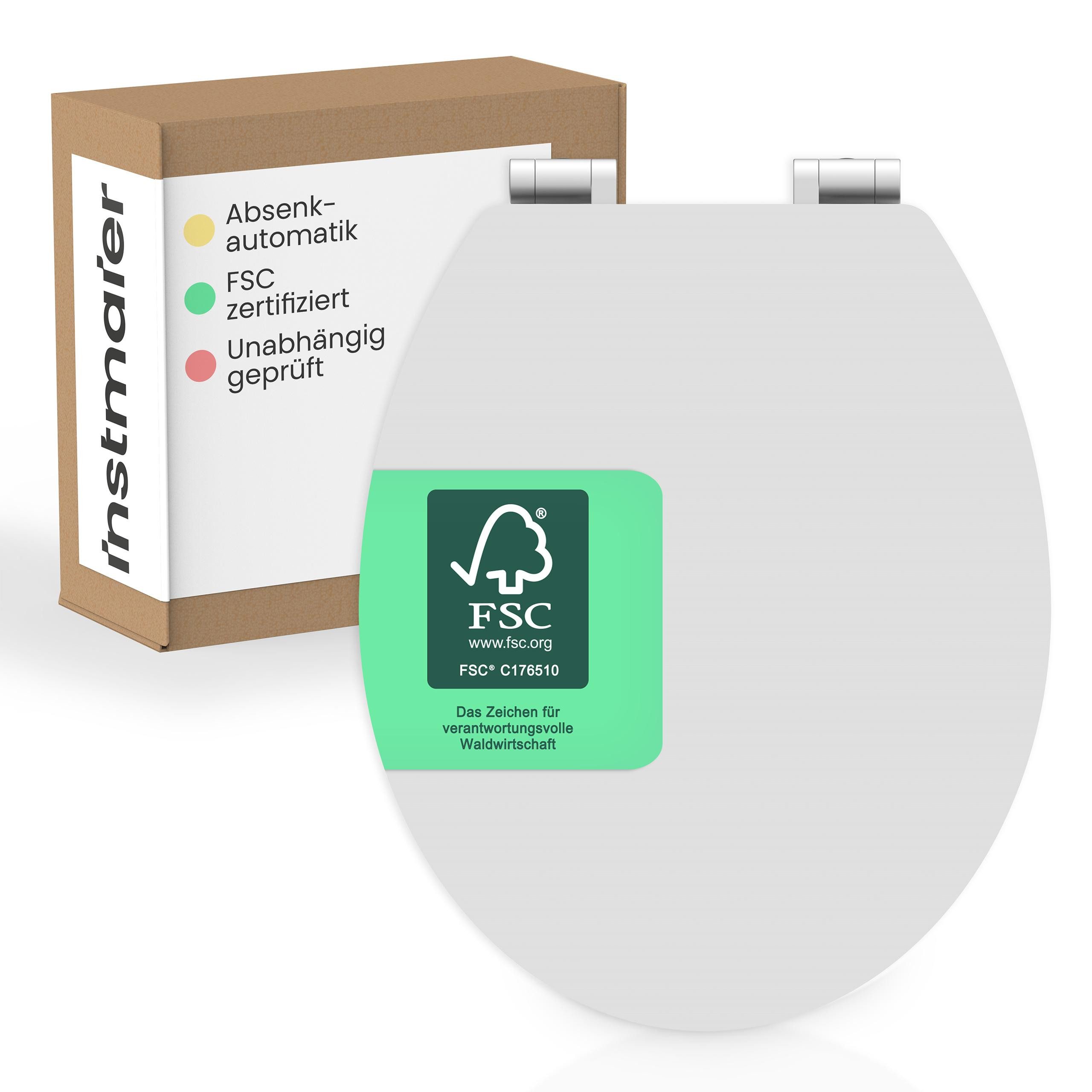instmaier WC-Sitz Gaia Holz Toilettendeckel, Manhattan-Grau, mit doppelter Absenkautomatik