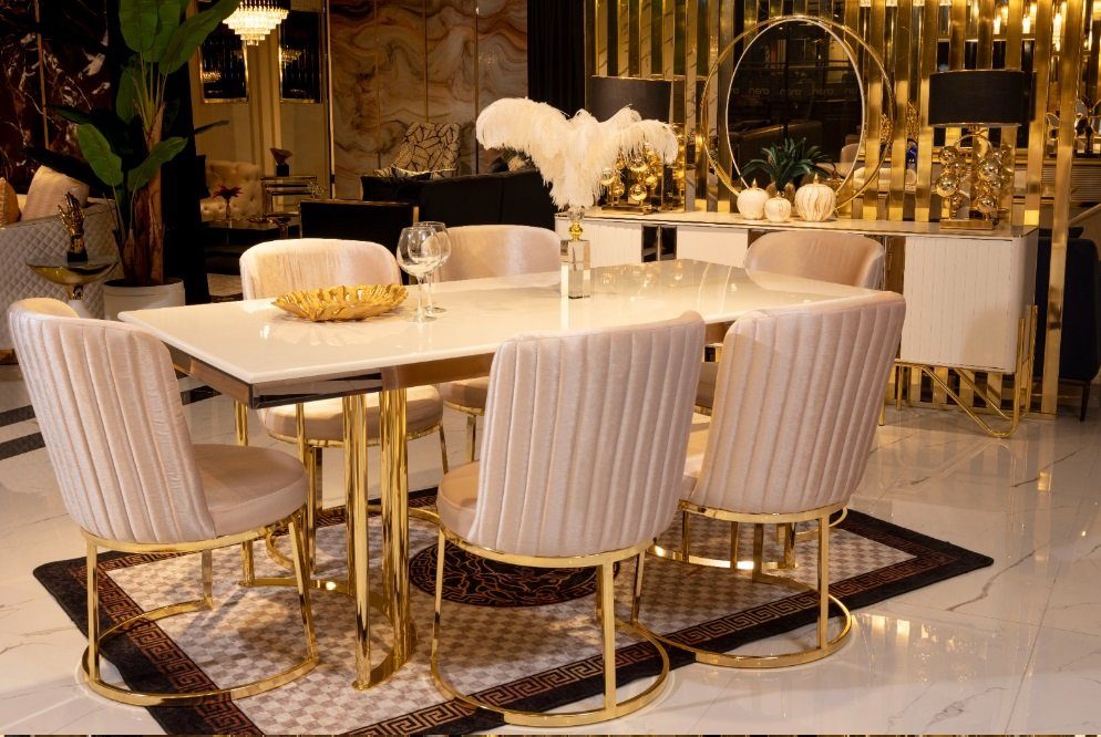 Luxus Esstisch, Esstisch Tische Tisch Edelstahl Esszimmertisch Modern JVmoebel