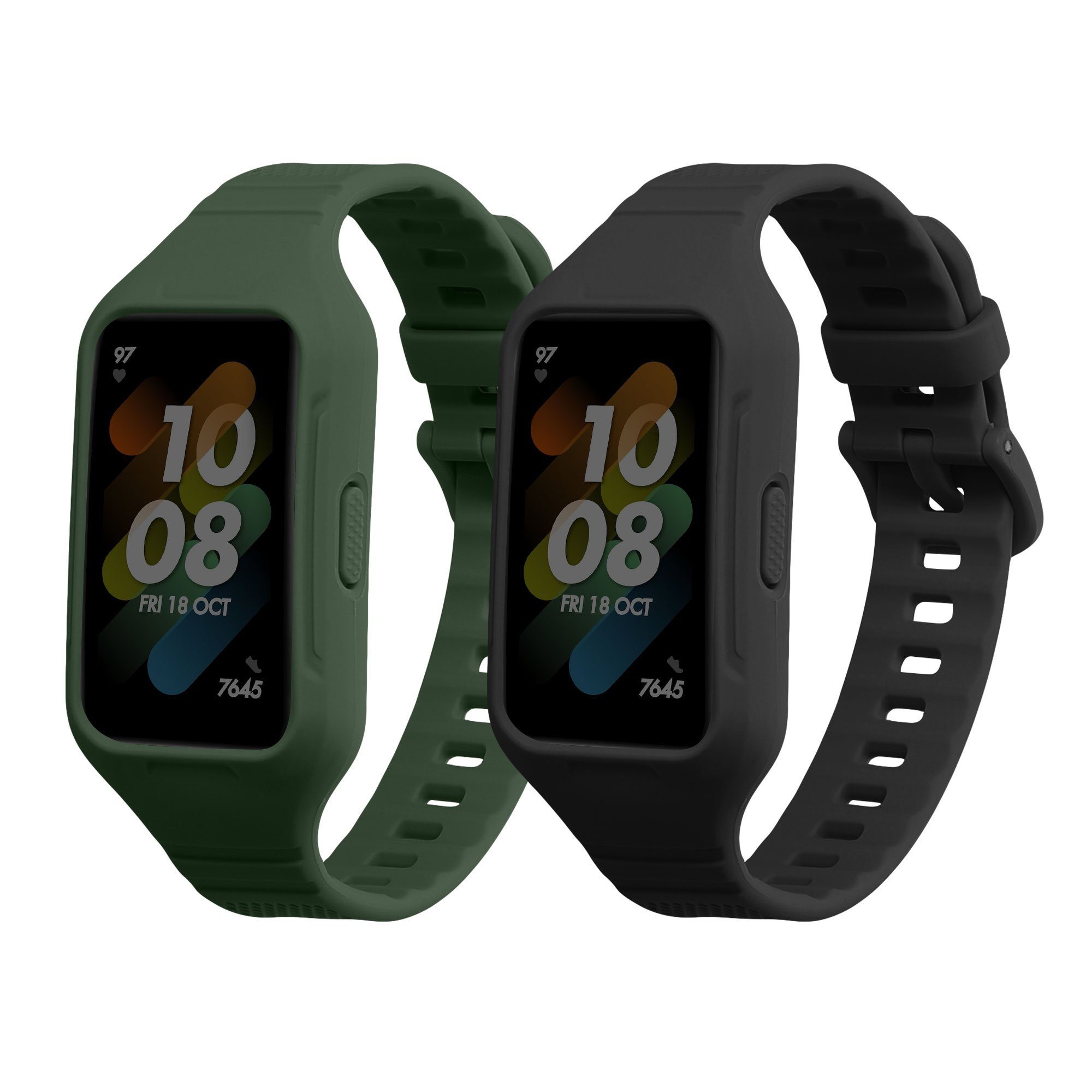 kwmobile 2x Uhrenarmband für Huawei Band 7 / Band 6 / Honor Band 6 Armband Smartwatch, 2-tlg., Fitnesstracker Band Set aus TPU Silikon - Ersatzarmband Smartwatch