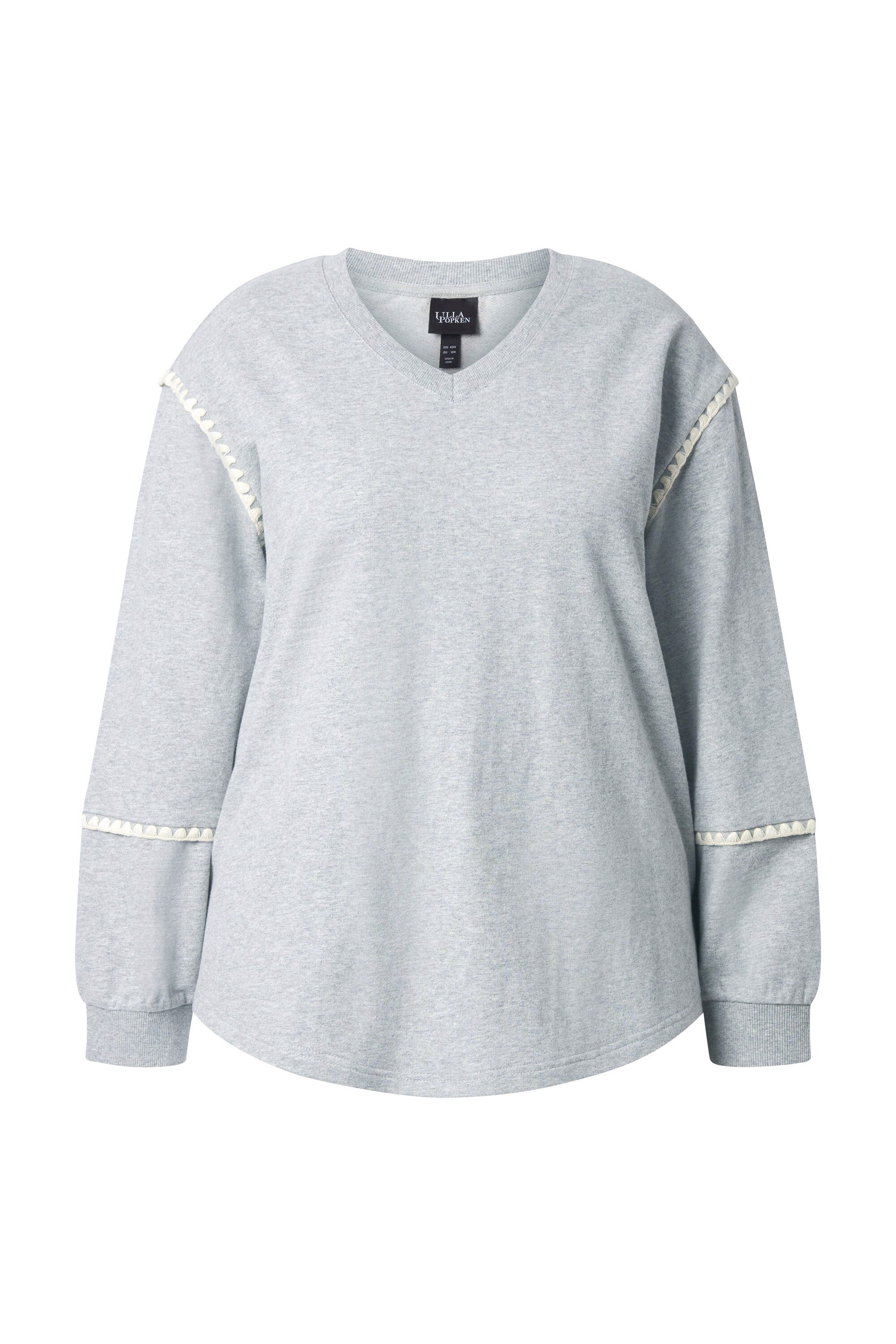 Ulla Popken Sweatshirt Sweatshirt Ziernähte Oversized V-Ausschnitt günstig online kaufen