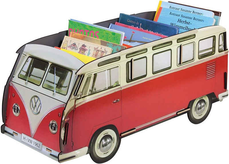 WERKHAUS® Aufbewahrungsbox Werkhaus - Bücherbus VW Bulli Rot/Weiß, Bücherregal Spielzeugbox Box