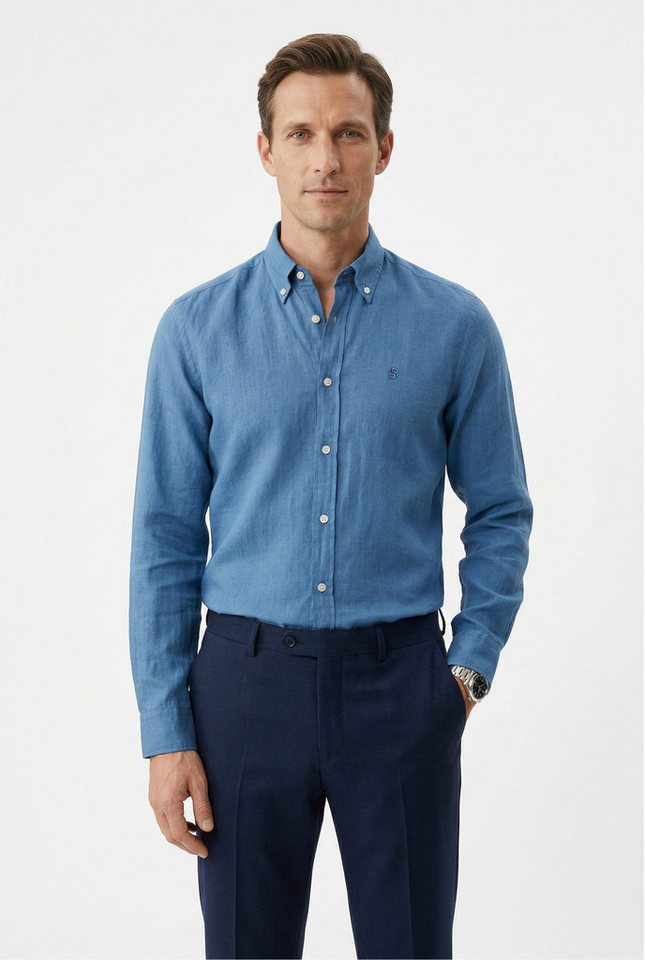 BOSS Leinenhemd LIAM 100% Leinen mit Button-Down-Kragen, regular fit