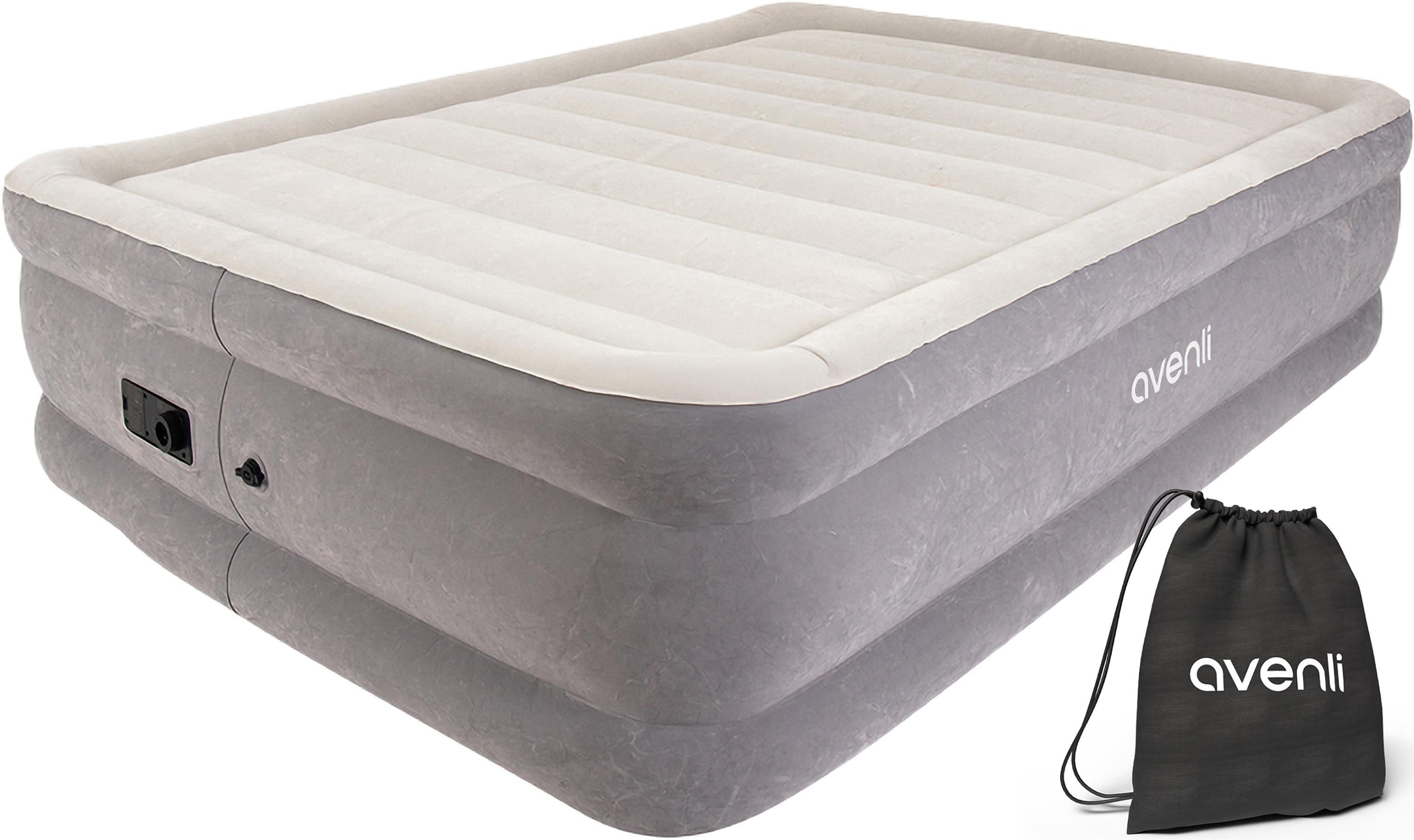 Avenli Luftbett selbstaufblasende Luftmatratze mit integrierter Pumpe 203x152x51 cm, (Doppelbett für 2 Personen, 3-tlg), Inklusive Tragetasche und Reparaturaufkleber