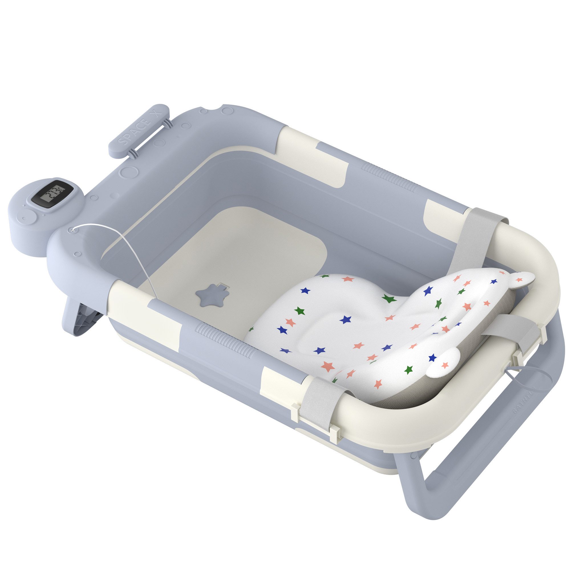 FIVMEN Babybadewanne Faltbare Babybadewanne Mit Badekissen Und Integriertem günstig online kaufen