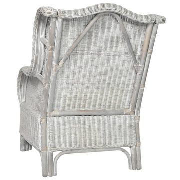 vidaXL Sofa Sessel mit Kissen Grau Natur-Rattan und Leinen