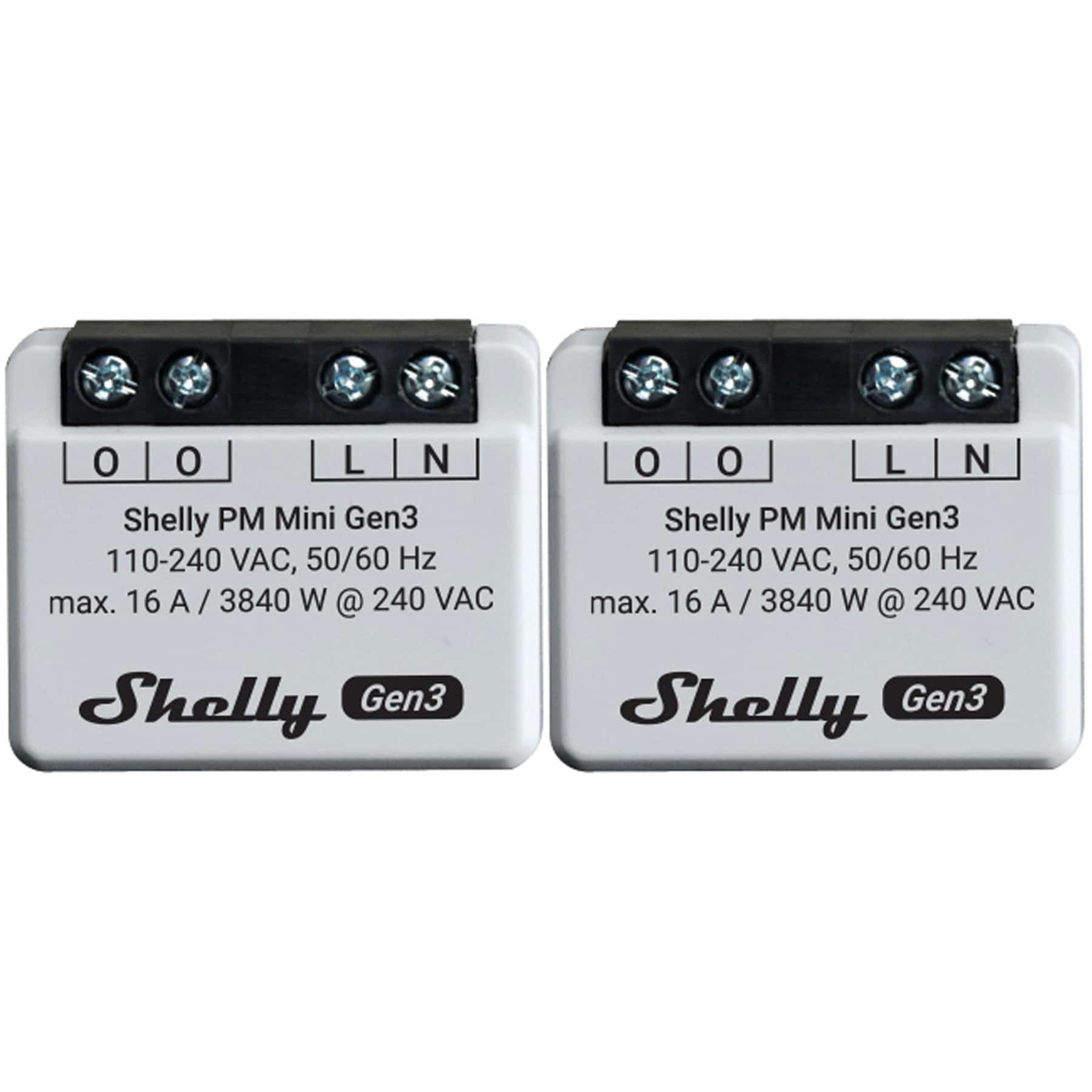 Shelly Stromverbrauchszähler SHELLY WLAN-Leistungsmesser Plus PM Mini Gen.3, weiß, 2 Stück