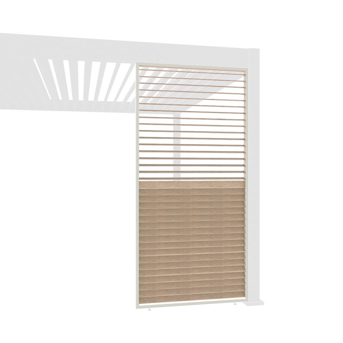 Weide Pavillonseitenteil Holzoptik Wand für Pergola drehbare Lamellen Aluminium 3 Maße, 93x234 cm, Seitenteil
