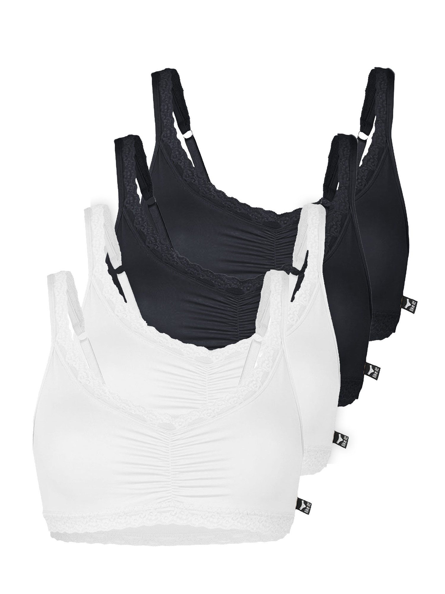 like it! Bustier 4er Pack Soft BH Olivia (Packung, 4-tlg) ohne Pads/Schale, einfache textil Cups, glatte Ware mit feinem Glanz