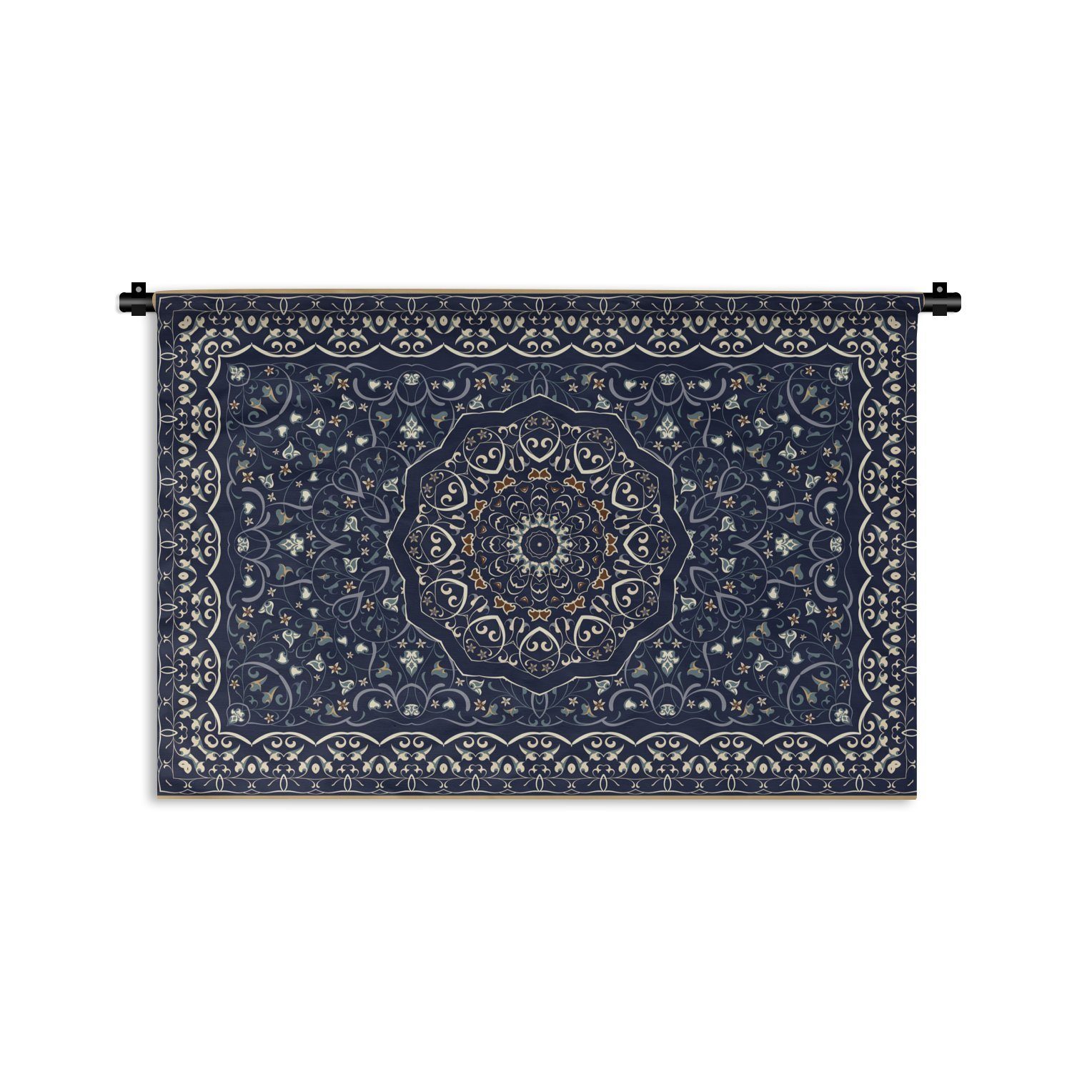 MuchoWow Wanddekoobjekt Persischer Teppich - Mandala - Teppich - Blau, Wandtuch Hausdekor für Wohnzimmer, Schlafzimmer, Kinderzimmer