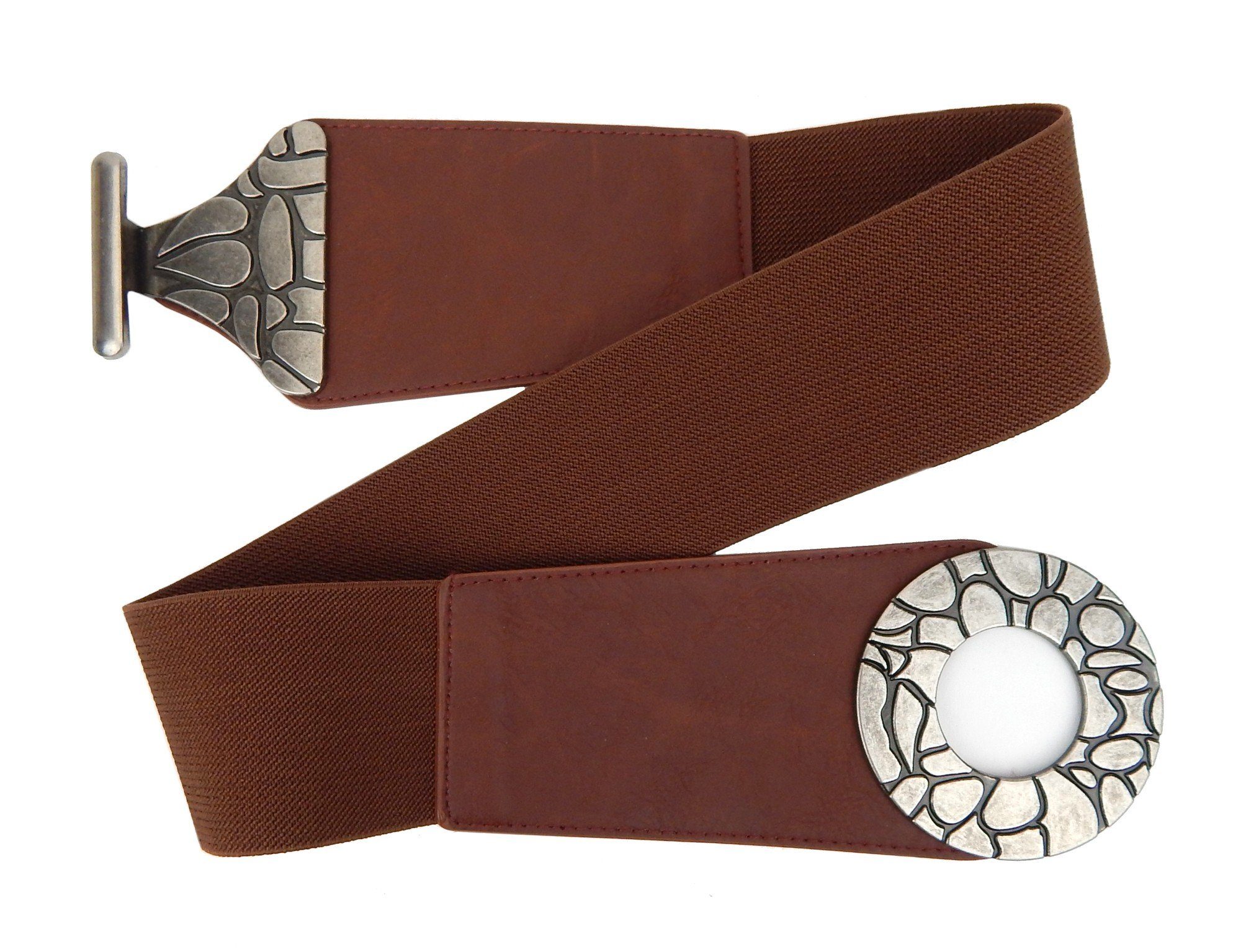 Ella Jonte Stretchgürtel schwarz oder braun mit silberfarbenen dekorativem günstig online kaufen