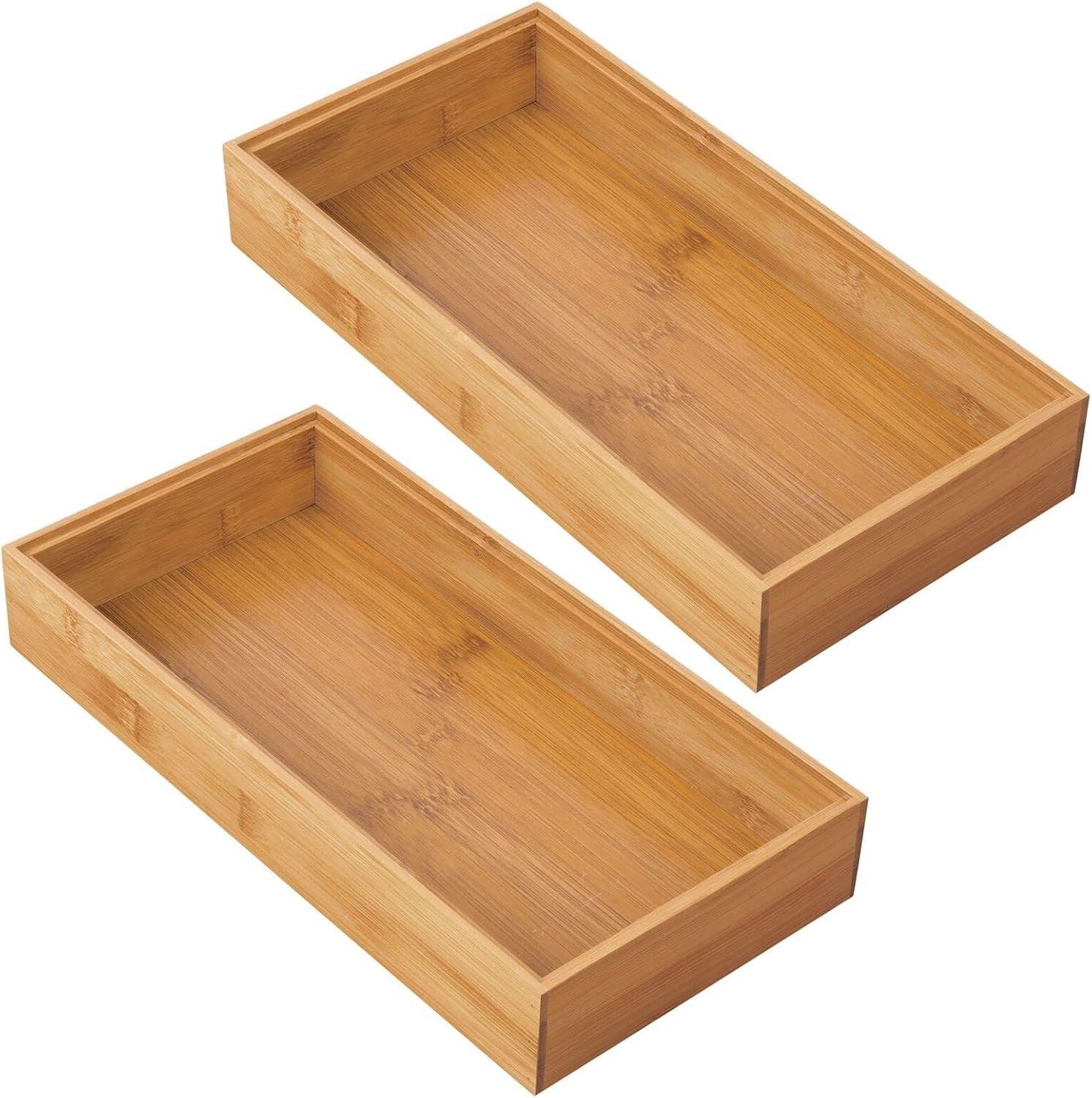 mDesign Aufbewahrungssystem mDesign Schubladeneinsatz Organizer Schubladenbox 2er Set Bambus