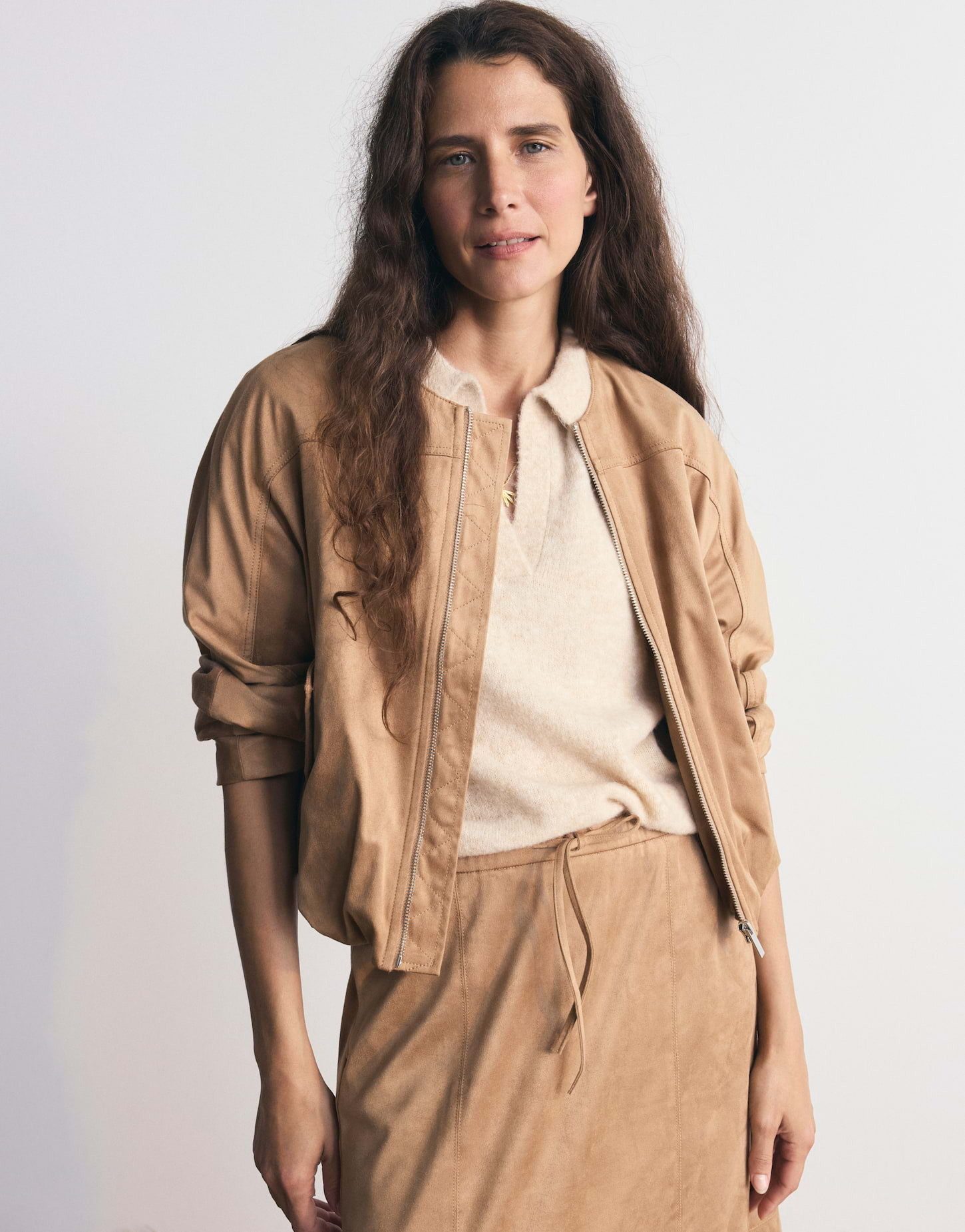 OPUS Bomberjacke HAUDI Regular in Velourslederoptik